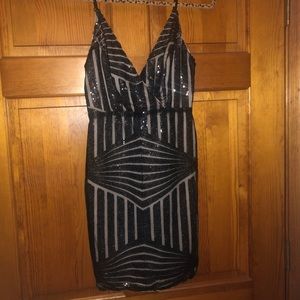 Hello Molly, Black and Tan sequin dress